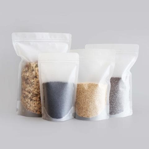 Matte Clear Stand Up Pouches With Resealable Zip & Tear Notch (Frosted Bag) - Titan Packaging