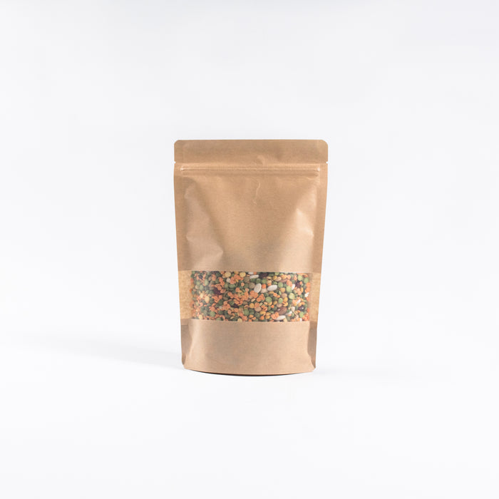 Matte Kraft Paper Stand Up Pouch with Rectangular Frosted Window - Titan Packaging