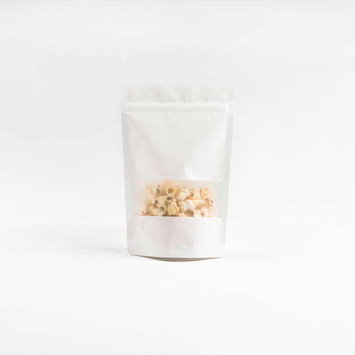 Matte Kraft Paper Stand Up Pouch with Rectangular Frosted Window - Titan Packaging